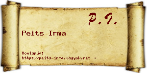Peits Irma névjegykártya